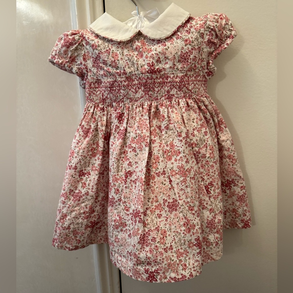 Floral Pink and White Baby Dress, 12/18 months